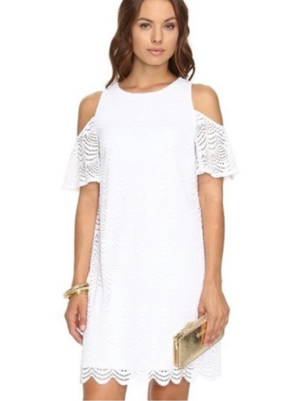 Lilly Pulitzer Somerset Off the Shoulder Dress Size Medium White Vacation Resort